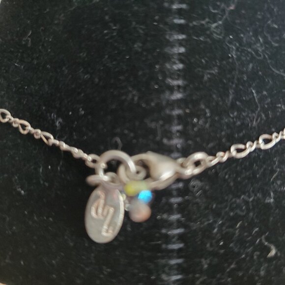 VTG AZ Italy Silver 925 Necklace-Cluster Iridescent Crystal Glass Droplets ~18" - Picture 5 of 6